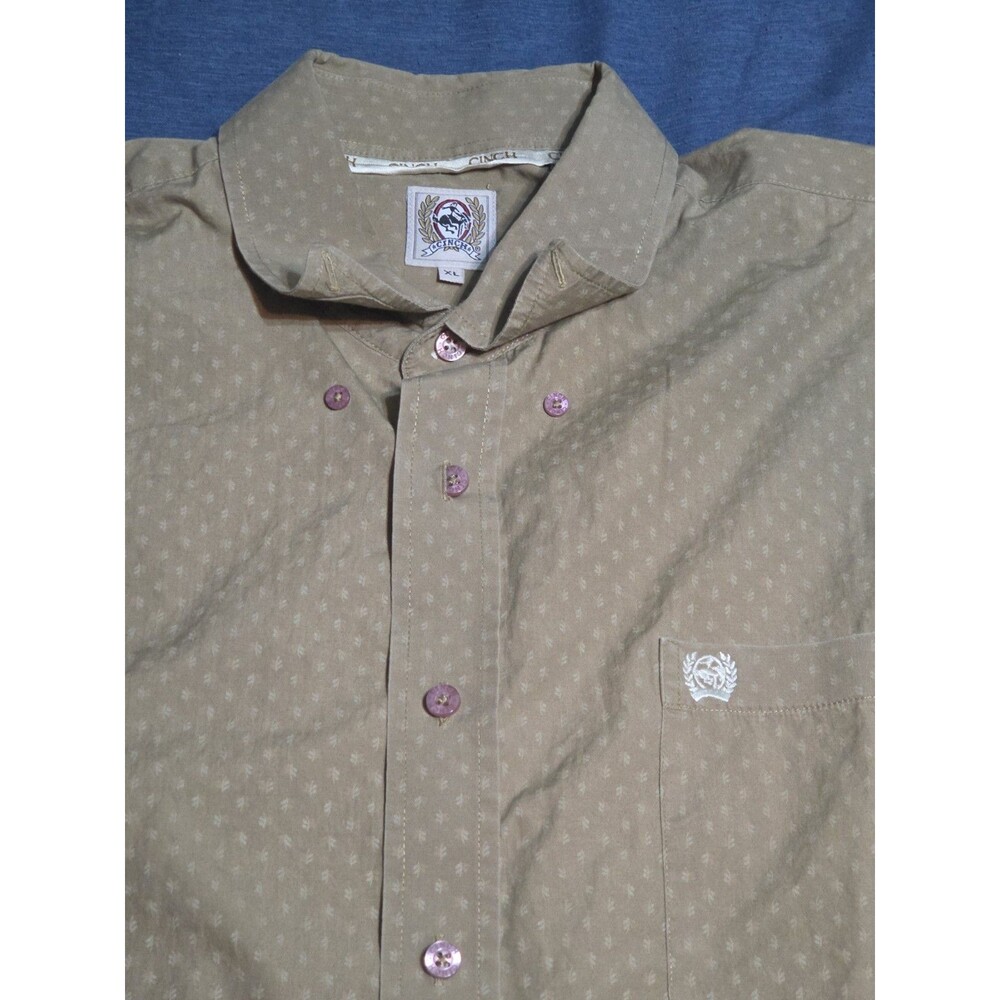 Cinch Men’s XL Down Shirt Brown Geometric Long Sleeve Western Cowboy - Picture 2 of 10